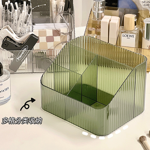 Chentong cosmetics storage box desktop high-end transparent acrylic skin care box brush holder lipstick dressing table storage rack four-compartment makeup box white 1
