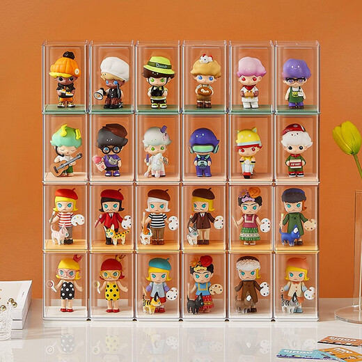 KAMAN Blind Box Storage Display Rack Transparent Dustproof Jar Bubble Mart Doll Doll Storage Box White 6 Pack Free of Glue