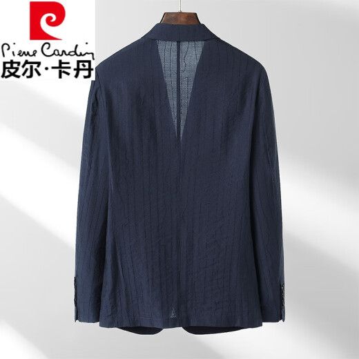 皮尔卡丹天丝西服男夏季薄款商务休闲西装防晒超轻薄新款黑色单西外套 黑色 175/50