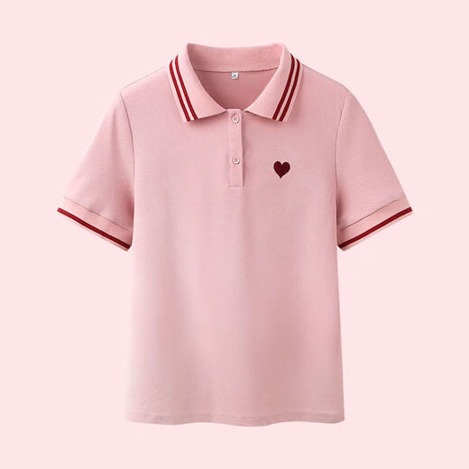 棠檀t恤衫女024年女款短袖恤翻领运动上衣宽松刺绣幼师园服夏季工作服 9926#紫罗兰 S 建议60-75斤）