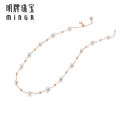 Ming brand jewelry 18K gold rose gold baby's breath pearl necklace chain CSR0222 pricing about 39+5 cm about 0.85-1.25 g
