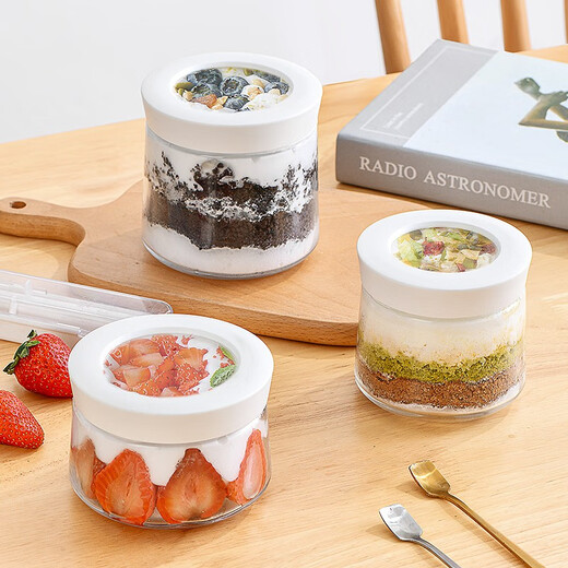 ASVEL Overnight Oatmeal Cup Portable Breakfast Cup with Lid Glass Sealed Large Capacity Oatmeal Milk Cup 330ML