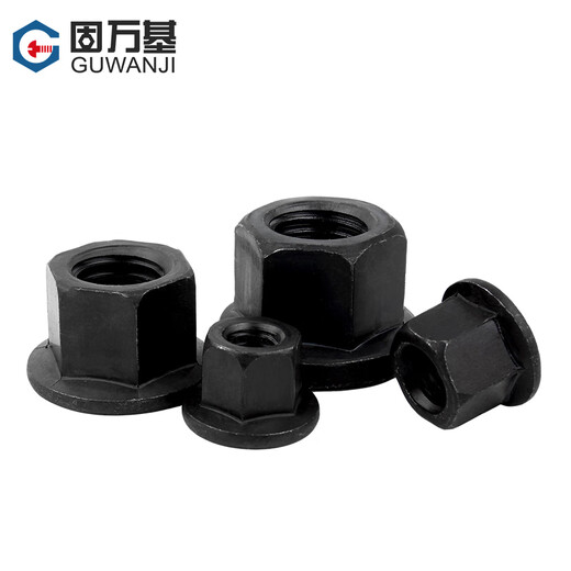 Guwanji grade 4.8/8.8 high strength flange nut hexagonal padded nut thickened pressure plate screw nut M8M10-M30 (grade 10.9) M10 10 pieces black 45# steel