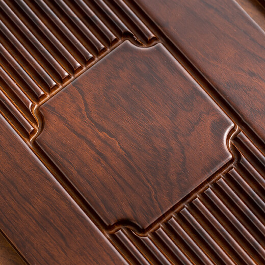 Gold inlaid jade solid wood bamboo tea tray tea tray dry soaking drainage simple household tea table large ancient charm 50*28cm