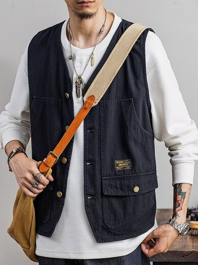 [High-end outdoor] Middle-aged and elderly men wearing thin multi-pocket vests on both sides of fishing vests on spring and autumn photography Green 2XL