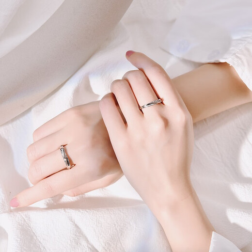 Ginqianhui 999 sterling silver moissanite diamond couple ring, a pair of long-lasting love rings, anniversary birthday gift for girlfriend, couple/999 pure silver + seven warehouse delivery/next day delivery, true love commitment customization, contact customer service/request for wedding anniversary gift/with pure silver certificate