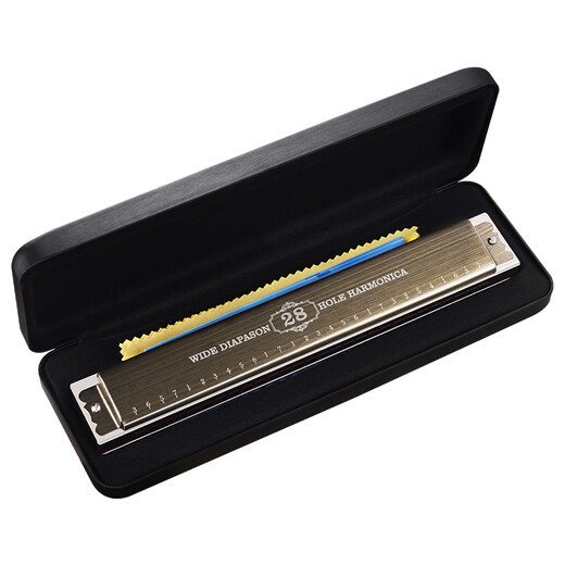Swan allemand Gong importé 28 trous harmonica professionnel jouant accent Advanced adulte débutant instrument de musique haut de gamme [grain de bois rose léger] C-ton polyphonique 28 trous [pas d'empreinte digitale]