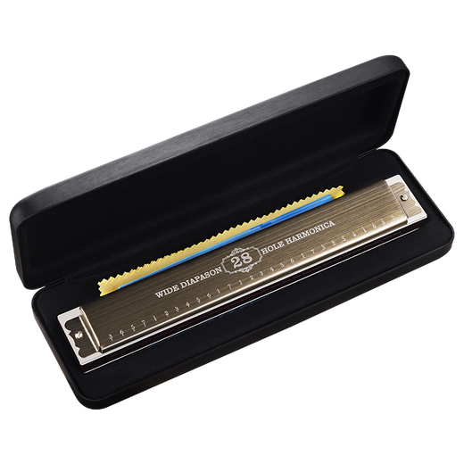Swan allemand Gong importé 28 trous harmonica professionnel jouant accent Advanced adulte débutant instrument de musique haut de gamme [grain de bois rose léger] C-ton polyphonique 28 trous [pas d'empreinte digitale]