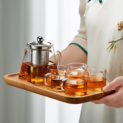 Yinghongsheng thickened glass teapot high temperature resistant tea set Kung Fu tea set large single pot household teapot with filter Tang Fang teapot (thickened high temperature resistant) 550ml