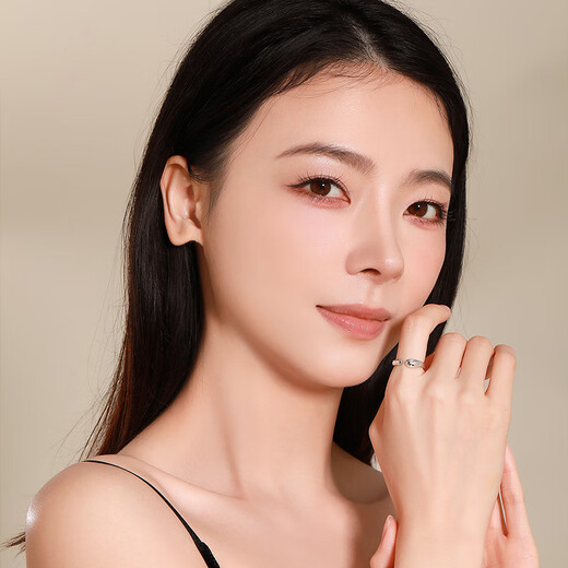 Mengjinyuan PT950 platinum ring, simple plain ring, water drop open ring, platinum birthday gift for girlfriend, size 16 - about 5.45g, ring mouth can be fine-tuned