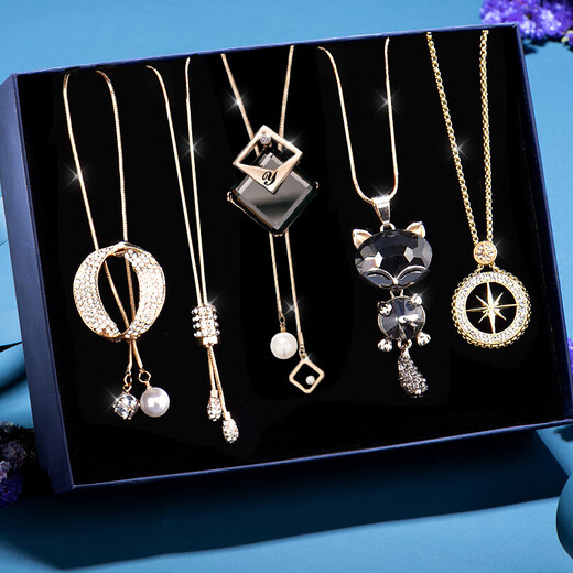 SENDME Weekly Sweater Chain Women's Gift Box Necklace Pendant Accessories Pendant Practical Autumn and Winter Gifts Classic Sweater Chain 5 Pieces Exclusive Gift Box - Gift Recommendation