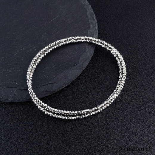 Jibaolou PT950 platinum bracelet, three-circle bouncy bead elastic platinum bracelet, face width 5.6-6mm, size 54, 13.18g