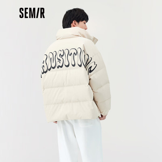 Semir down jacket men's winter oversize letter print design stand collar men's jacket ivory white 1403 160/80A/XS