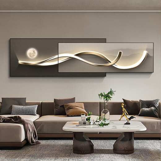 Mopai modern light luxury living room sofa background wall decoration painting 2025 new superimposed painting minimalist high-end hanging painting with backing 240x65cm (suitable for 3.5m sofa) crystal porcelain