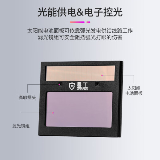 Xinggong (Xinggong) Máscara de soldadura eléctrica Gafas de soldador de cambio de luz automático Argón Capa de soldadura montada en la cabeza 698 Panel de cambio de luz