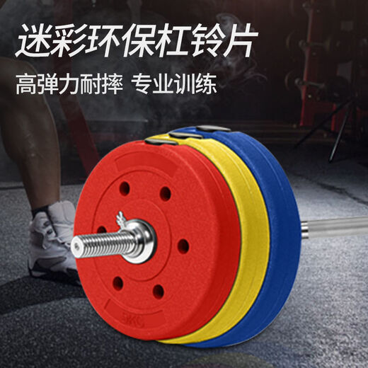 OUOETY fitness discus barbell piece hand-grabbed small hole piece rubber-coated dumbbell piece equipment rocker weight piece hand-grabbed barbell piece 10 kg 1 piece