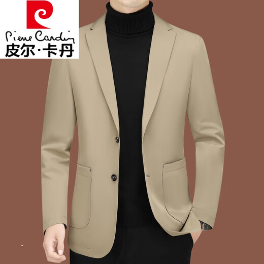 Pier Cardin high-end casual suit men's new men's suit middle-aged single spring and autumn coat slim dad top black ZJ9889 180/XL