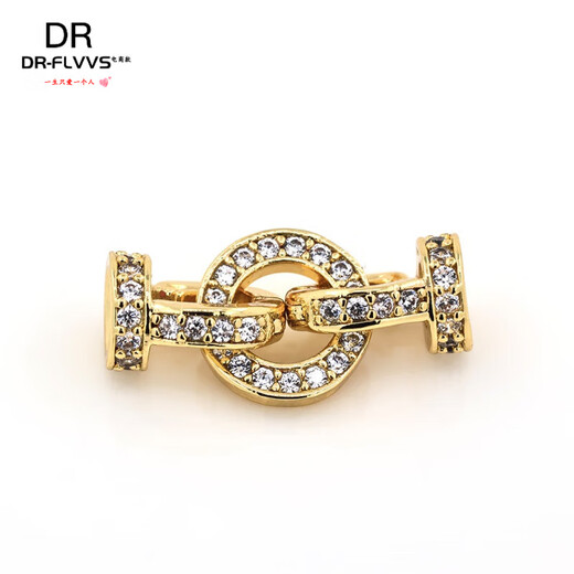 Fat Donglai's same style 18k pearl necklace buckle head covered with gold and diamond round buckle bracelet buckle diy handmade beading connection yellow l gold 1 piece