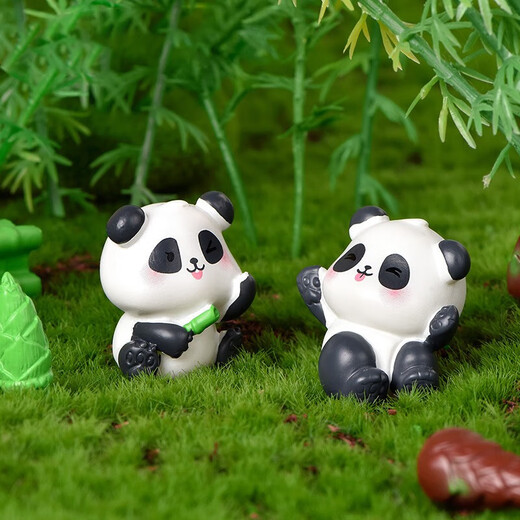 
Collection of items: cute giant panda small ornaments, cute DIY panda handmade doll desktop micro landscape landscaping birthday gift, happy panda (one set of 6 pieces) + small cloth bag