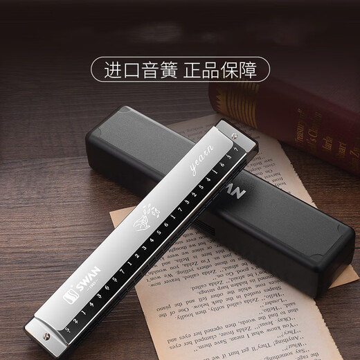 KORG teacher brand 24 hole C major monophonic harmonica for beginners in primary and secondary school students practice harmonica instruments 24 holes monophonic bright silver beginner model + self