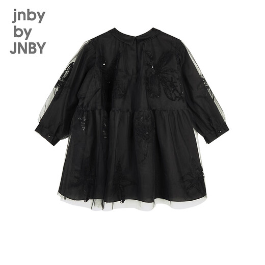 jnby by JNBY Jiangnan cloth children's clothing autumn dress mesh long sleeve cute matte beads girls children 1N7G12190 001 black 100 cm