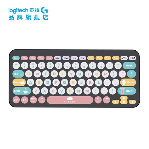 Logitech K380 Wireless Keyboard Bluetooth Keyboard Light Sound Office Men's and Women's Fashion Thin and Portable Laptop Tablet Keyboard K380+ Pink Romantic Sticker Matte