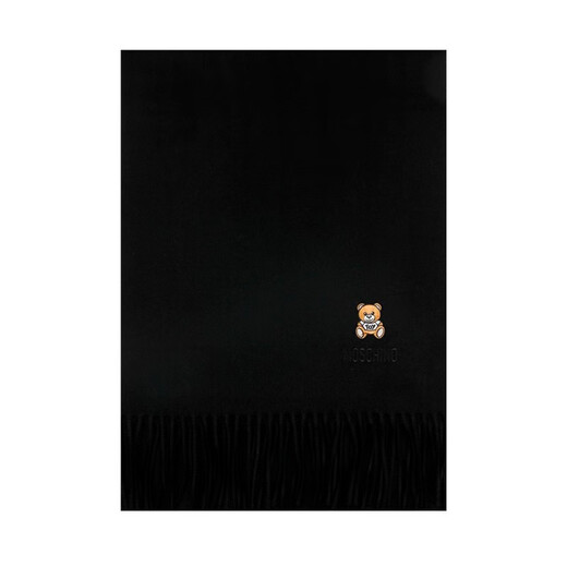 Directly supplied by MOSCHINO brand, embroidered tassel wool scarf, couple's scarf, same style for men and women, Women's Day birthday gift, black bear style