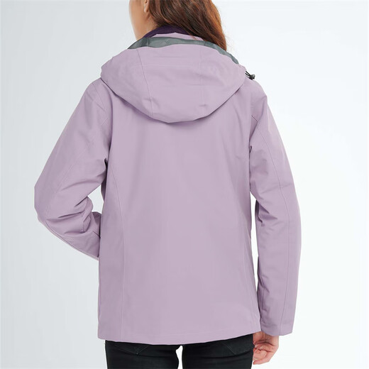 Simboo jacket for men, thickened three-in-one windproof and warm coat plus velvet removable mountaineering and skiing outdoor clothes 12805 purple-women M