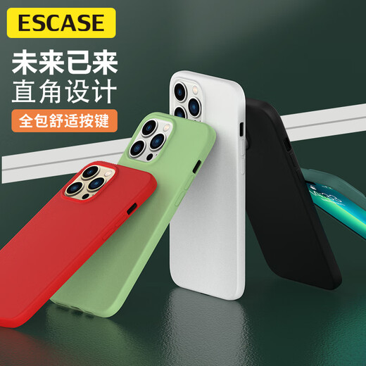 ESCASE Apple iPhone13pro mobile phone case 13pro protective case newly upgraded all-inclusive liquid silicone anti-fall ultra-thin soft shell for men and women White SG-01