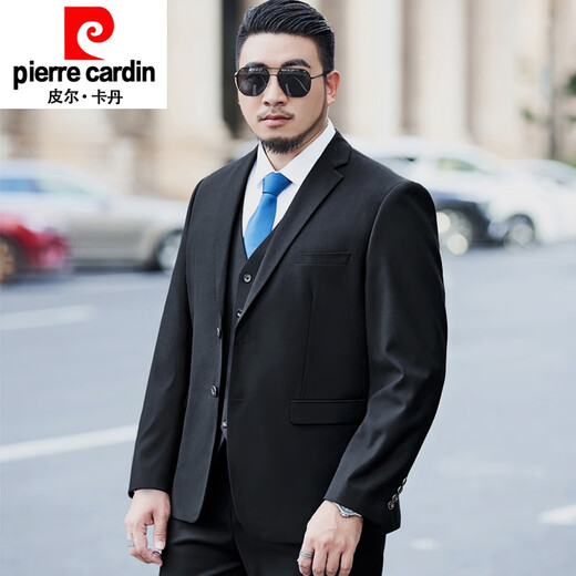 Pier Cardin Großgröße Anzug Herrenanzug plus Fett Plus Größe plus fett loser Anzug Jacke Business Formale Kleidung professionelles Hochzeitskleid Marine Blau + Großgröße + ein klassisches Paket (Anzug + Hosen) 210/7xl (250-265jin [Jin gleich 0,5 kg]))