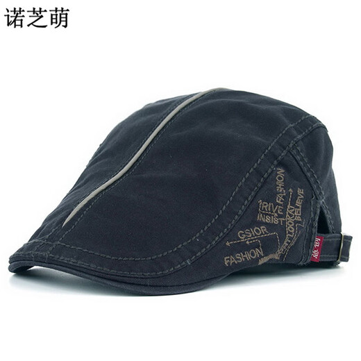 诺芝萌 刺绣字母鸭舌帽子 男女士画家帽前进帽 复古时装帽 太阳帽NC731 藏青色 均码 侧边可调节
