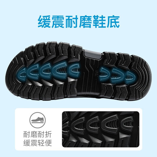 老人头（LAORENTOU）沙滩鞋男拖鞋头层牛皮荔枝纹鞋拖两用户外凉鞋 LT12033 黑 38