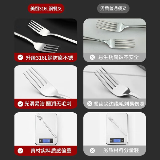 Maxcook 316L stainless steel fork, fruit fork and cutlery set, 2-piece set MCGC8482