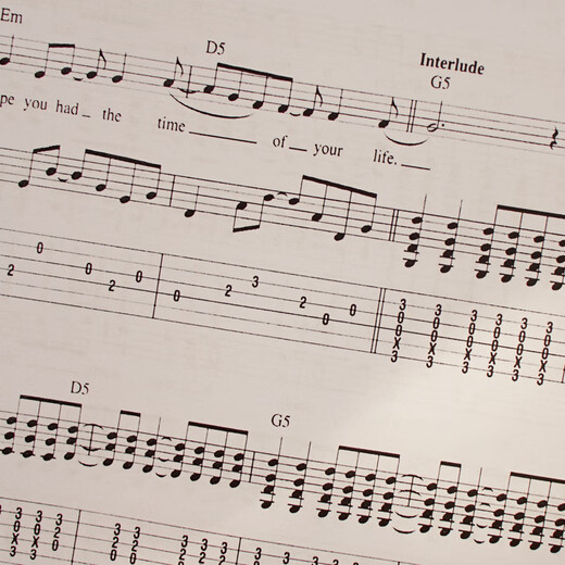 Green Day plays classic folk songs and electric guitar solo six-line score tutorial