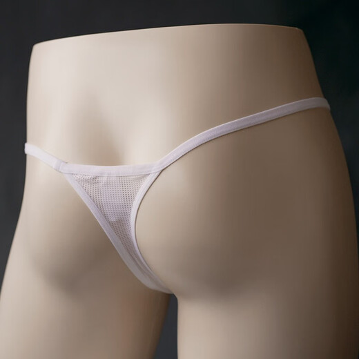 Men's sexy low-waist underwear breathable mesh thong micro-permeable quick-drying briefs fat bear plus size YPC5018 white XXL (recommended 85-100 kg)