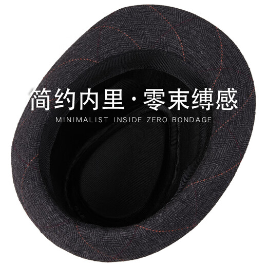 Denssyne Shanghai Beach Hat Men's Spring British Jazz Hat Casual Top Hat British Woolen Middle-aged and Elderly Warm Panama Hat Light Gray (55-58cm)