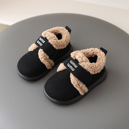 Girls' Birkenstock shoes, autumn and winter cotton wool shoes, plus velvet and thickened baby cotton shoes, boys' warm snow shoes, small leather shoes, 319 Khaki cotton 21, inner length 13cm