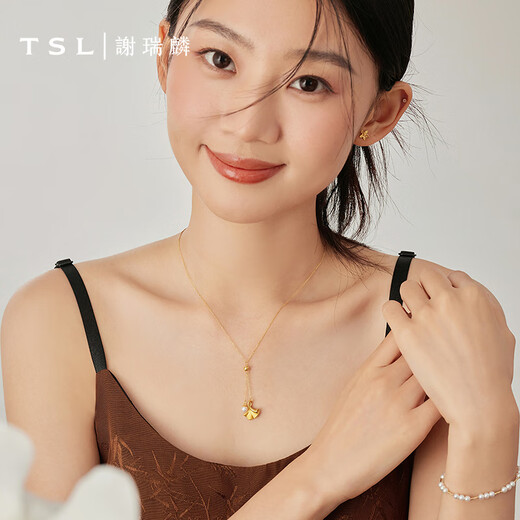 Xie Ruilin (TSL) Gold Halskette Ginkgo Blatt Retro Perlfußgold Halskette Frauen Stil XJ688 Chinesische Valentinstag 2,95 g Preisgestaltung (Arbeitsgebühr um 900 Yuan)