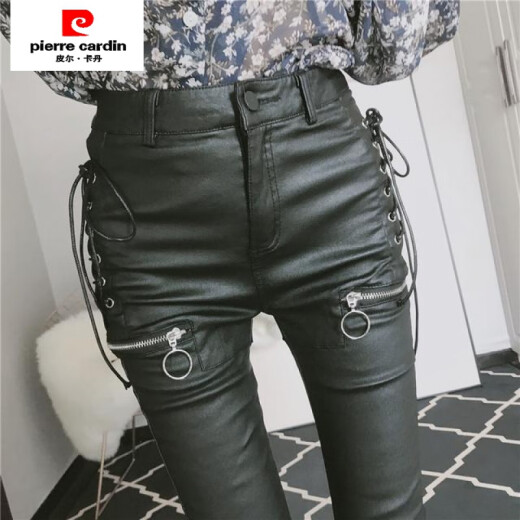 Pierre Cardin Internet Celebridades Pantalones para mujeres Femeninos Autumnia e invierno Estilo coreano Correa apretada Zipper más Pantalones de cuero Velvet Leggings de cintura Alta Penche Pencil PIEL PIELO/Pantalones de cuero Pantalones de cuero [Estilo 9928] Además de Velvet M [95-105Jin [Jin equivale a 0.5 kg]] El código de la tarjeta