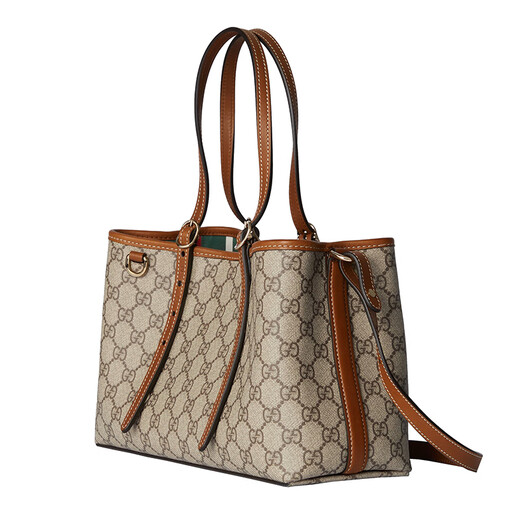 古驰（GUCCI）女士小号棕色特制帆布磁扣闭合手提包 815214FAD6L9758  七夕礼物 30x18x11cm