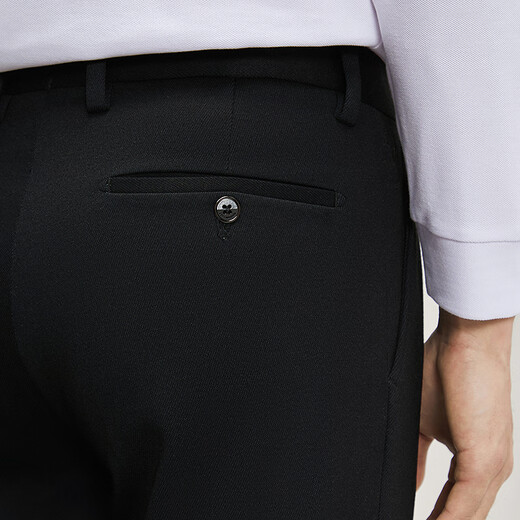 Qipai wool-containing men's casual trousers for men spring and summer thick double-sided brushed comfortable warm trousers black 35