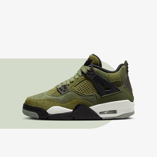 耐克（NIKE）Air Jordan 4 Retro GS AJ4橄榄绿 大童/女子复古篮球鞋 FB9928-200 35.5