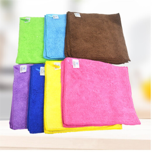 Yiran housekeeping cleaning towel thickened microfiber rag kitchen cleaning cloth wiping tables and chairs absorbs water and is not easy to shed hair with lanyard 5 yellow thickened plush 30*30CM with lanyard