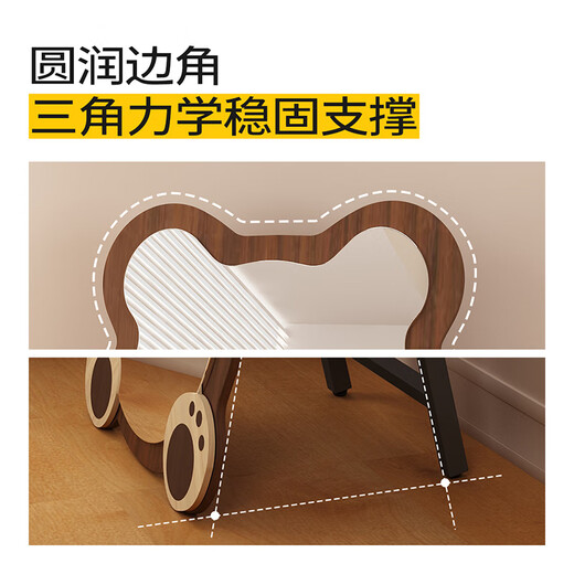 Santoburg full-body mirror floor-standing mirror new style princess style bear dressing mirror clothing store fitting mirror home wall-mounted mirror wooden full-body mirror-white [wall hanging style] 160*60-speed shipping