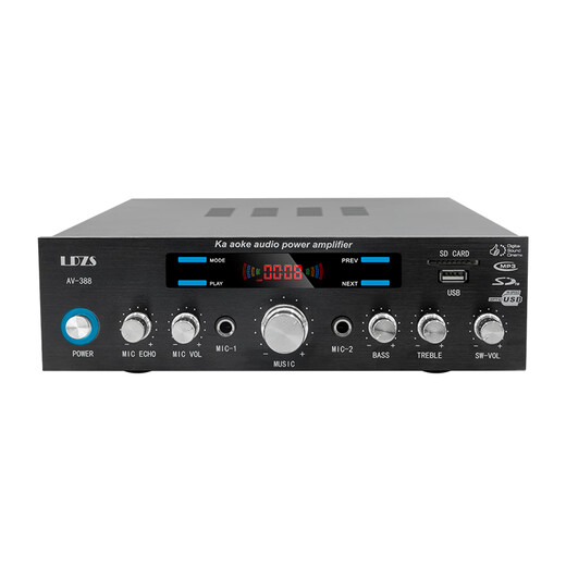 LDZS 新款家用5.1声道蓝牙功放机大功率多功能专业AV超重低音K歌Hifi家庭影院KTV功放设备 388双环牛功放机蓝牙版