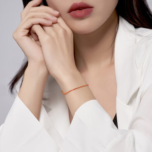 Chao Acer 18K gold bracelet with gold and red bracelet for women, small love rope SCK30003301, about 15cm with tail chain, birthday