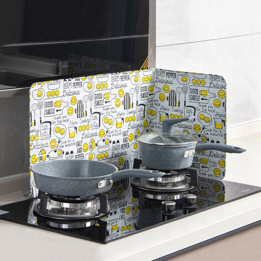 Wenting oil-proof baffle for cooking, anti-splash, foldable oil baffle, high temperature resistance, aluminum foil baffle, easy to clean, creative oil barrier, smiley face
