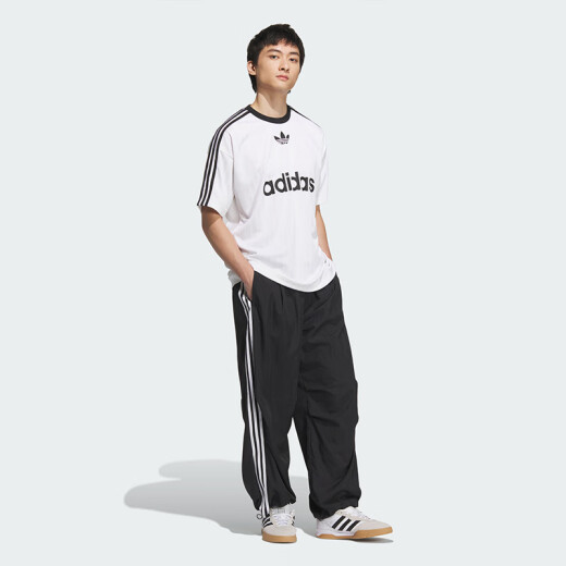 阿迪达斯 （adidas）三叶草男裤 2025夏梭织潮流时尚舒适休闲运动长裤 JW9896/黑色 L