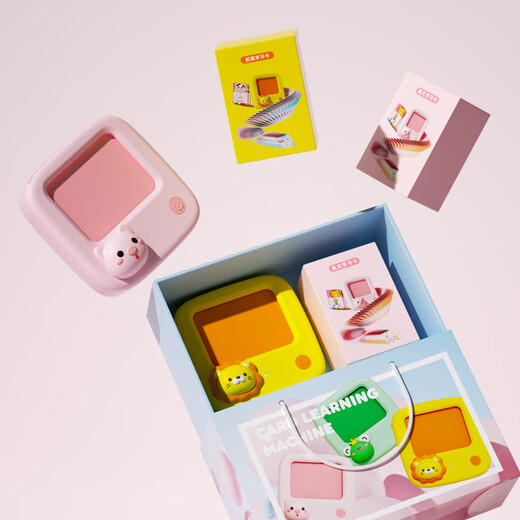 GEEKPAPA儿童学习识字早教机中英语拼音古诗故事读卡机启蒙玩具 粉小猪早教机(标准版英文卡)