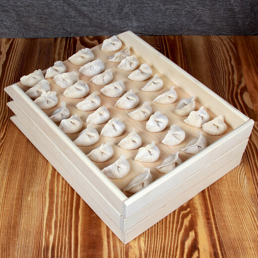 Household wooden dumpling storage box frozen fresh-keeping multi-layer quick-frozen rectangular wooden chaos tray can be used commercially, length 45, width 35, height 4.5, hold 50-60 dumplings